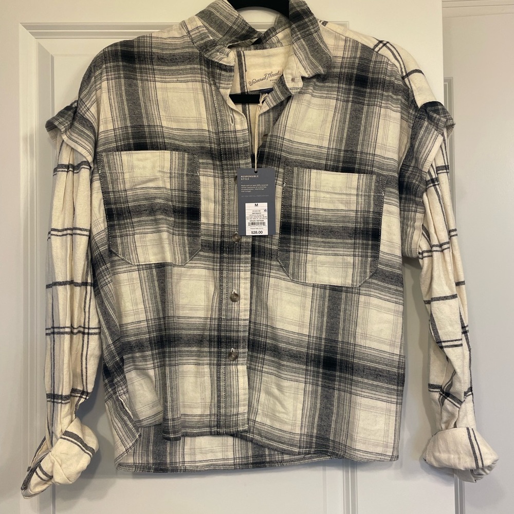 Target Black and Cream Plaid Shirt
